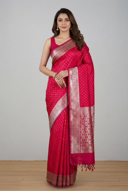 Pink tanchoi silk banarasi saree