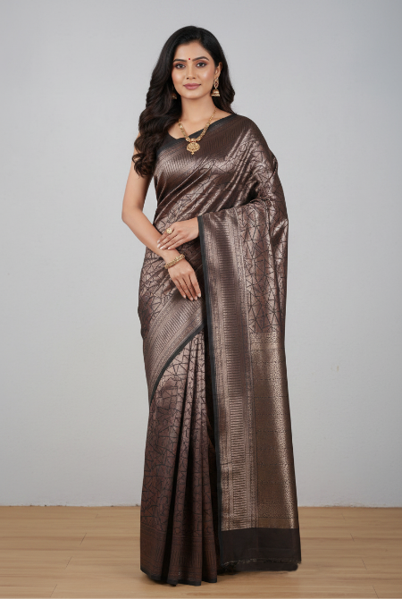 Black soft silk banarasi saree