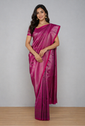 Magenta pink soft silk banarasi saree