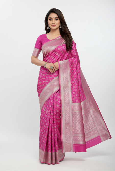 Rich magenta soft silk banarasi saree