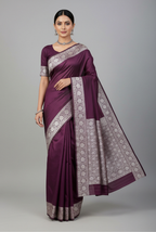 Dark wine moonga silk banarasi saree