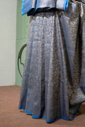 Deep blue soft silk banarasi saree