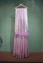 Lavender with Cream tanchoi banarasi saree