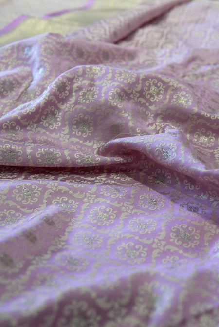 Lavender with Cream tanchoi banarasi saree
