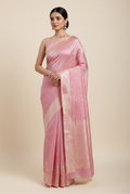 Dark Peach banarasi organza saree