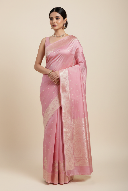 Dark Peach banarasi organza saree