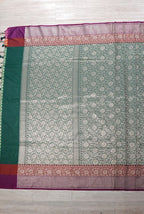 Dark green wine banarasi brocade saree