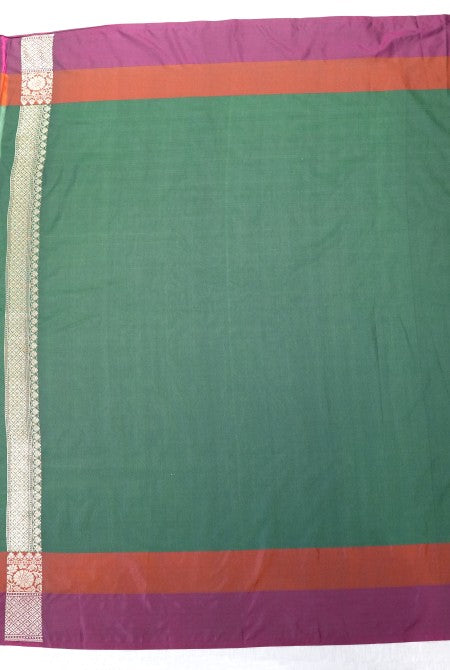 Dark green wine banarasi brocade saree
