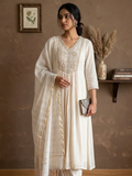 Cream cut work kurta set with duppata