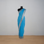 Sky blue banarasi chiffon saree