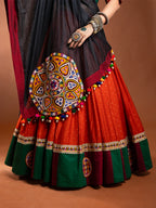 Rust Chaniya Choli with Maroon and Green Border