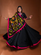 Black Chaniya Choli with Raani Pink Border