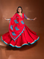 Red and Firozi Chaniya Choli