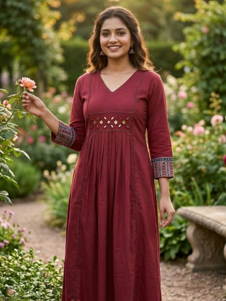 Rust cotton ajrakh dress