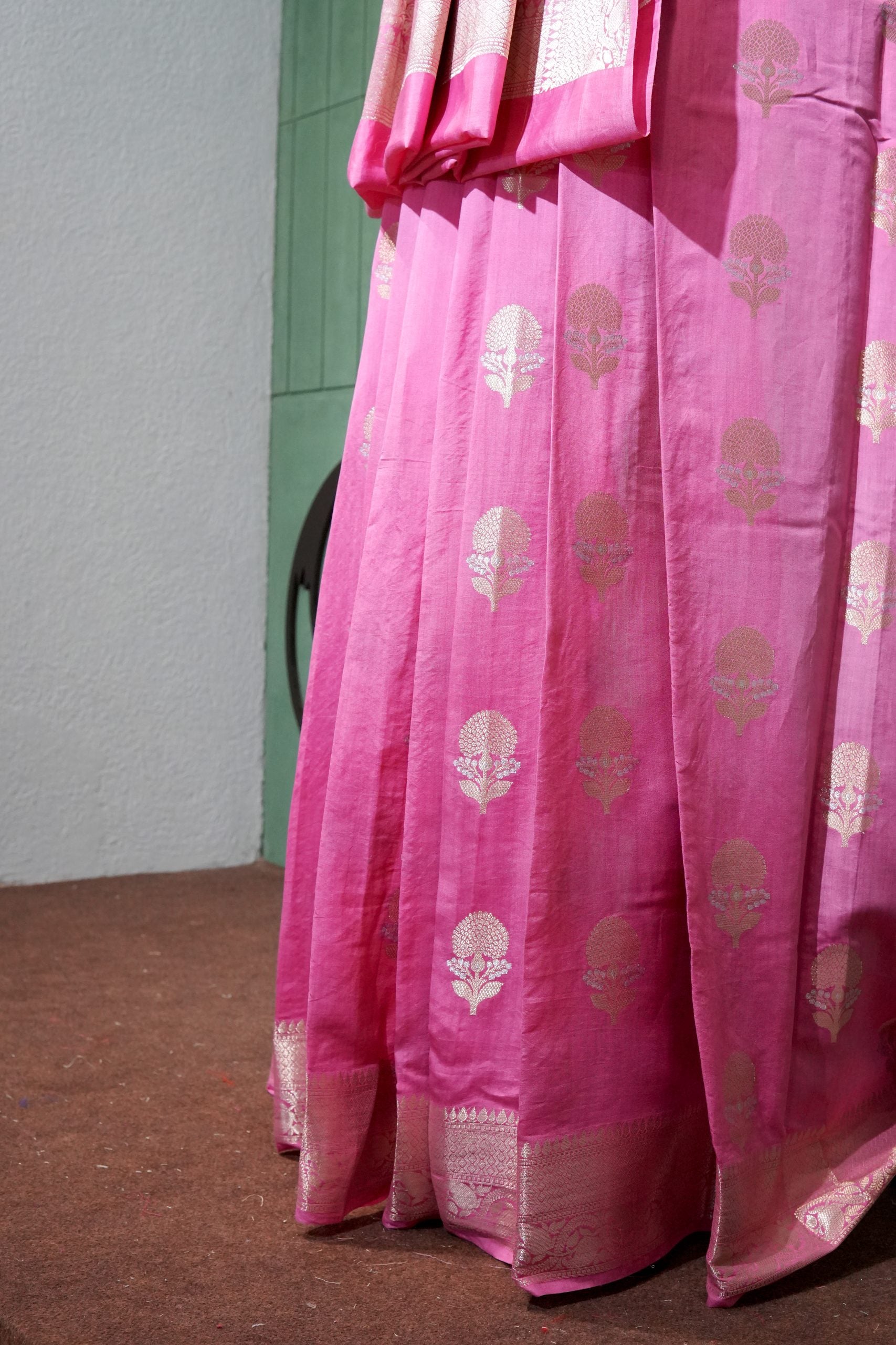Pink Moonga silk banarasi saree