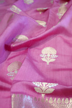 Pink Moonga silk banarasi saree