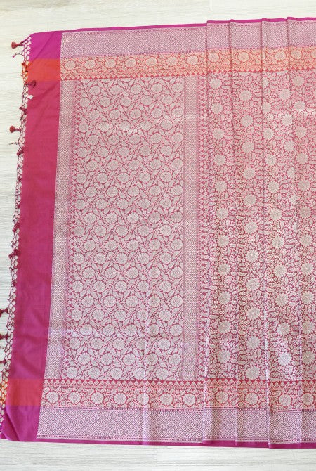 Maroon-Raani banarasi brocade saree