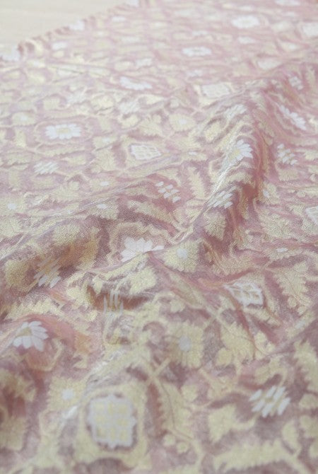 Light pink kora organza banarasi saree
