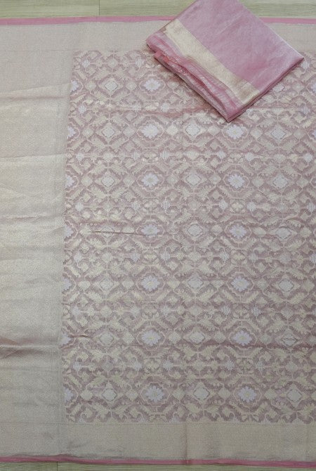 Light pink kora organza banarasi saree