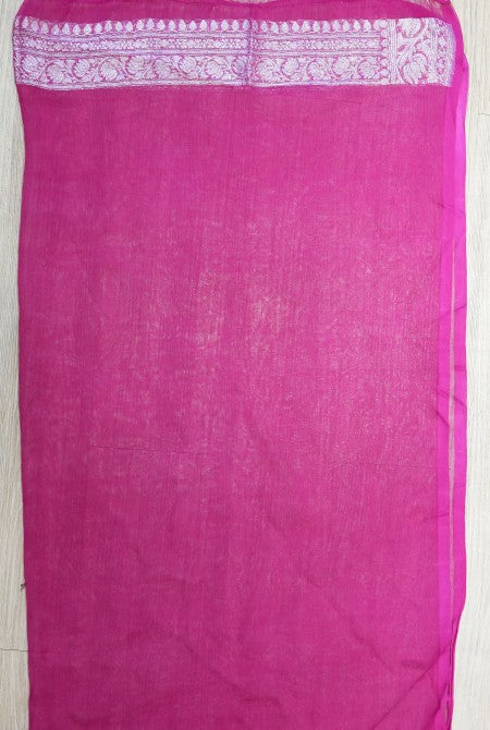 Pink raani border banarasi chiffon saree