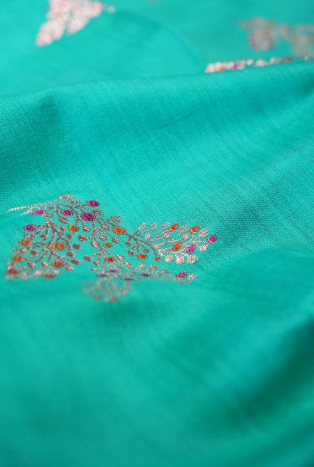 Sea green moonga silk banarasi saree