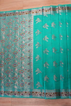 Sea green moonga silk banarasi saree