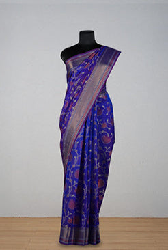 Purple banarasi cotton zaal saree