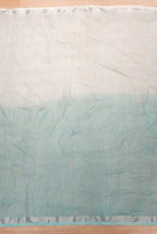 Sky blue shoulder embroidery linen saree