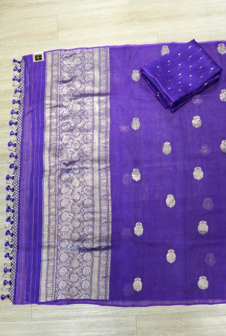 Purple banarasi organza saree