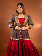 Maroon Chaniya Choli with Koti