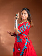 Red and Firozi Chaniya Choli