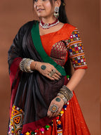 Rust Chaniya Choli with Maroon and Green Border