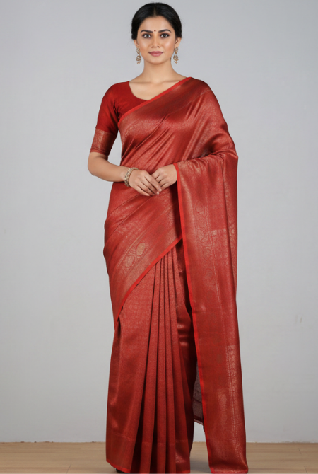 Orange banarasi organza saree