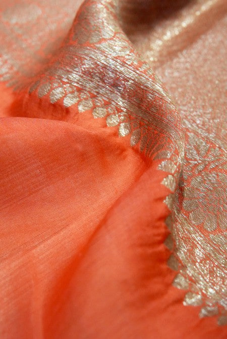 Orange banarasi organza saree