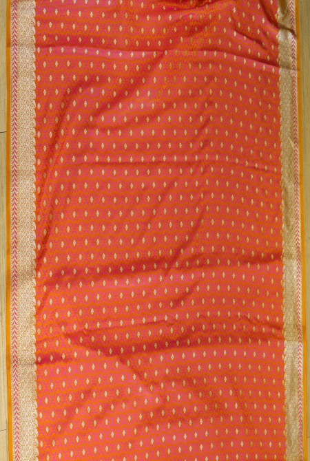 Yellow with raani tanchoi banarasi saree