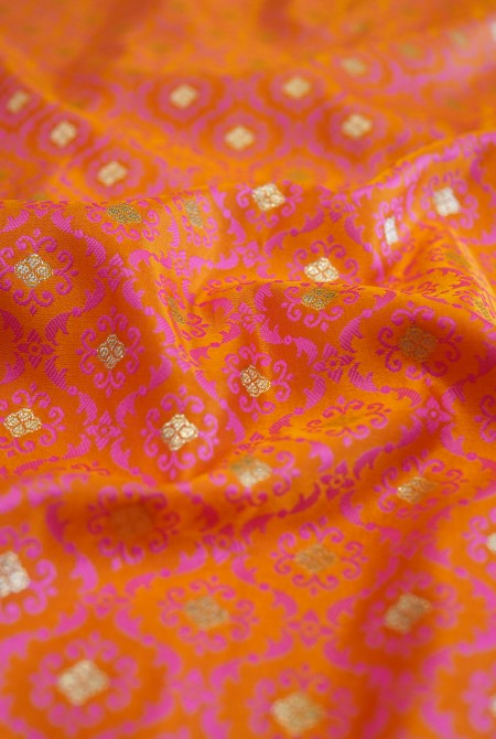 Yellow with raani tanchoi banarasi saree