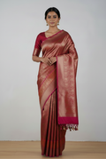 Maroon-Raani banarasi brocade saree