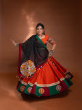 Rust Chaniya Choli with Maroon and Green Border