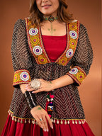 Maroon Chaniya Choli with Koti