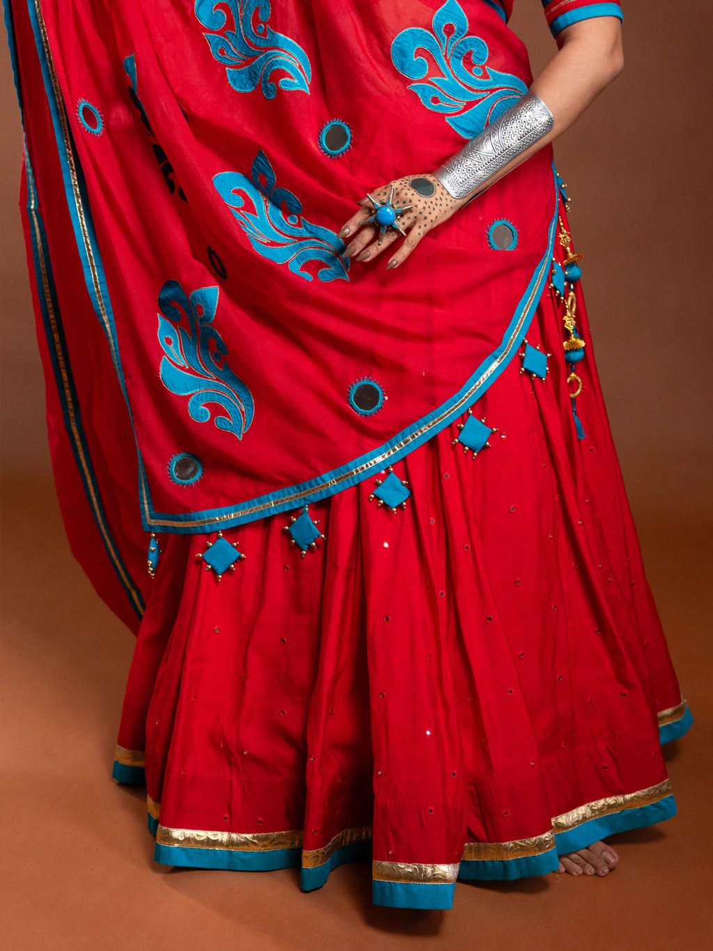 Red and Firozi Chaniya Choli