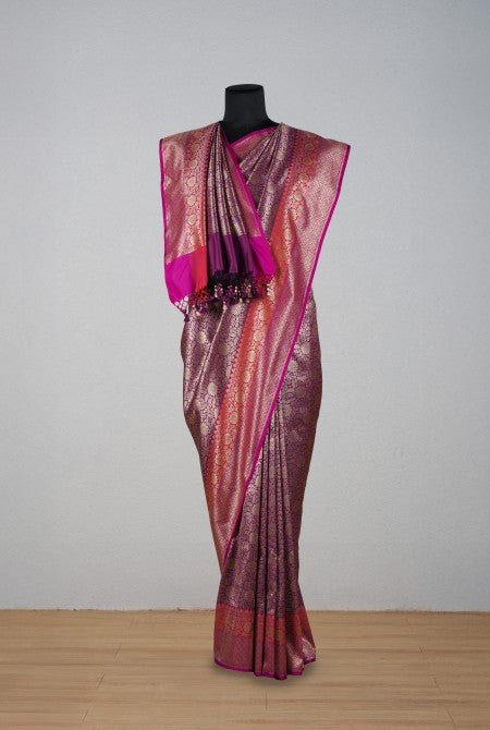 Magenta raani banarasi brocade saree