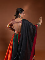 Rust Chaniya Choli with Maroon and Green Border