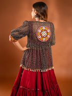 Maroon Chaniya Choli with Koti