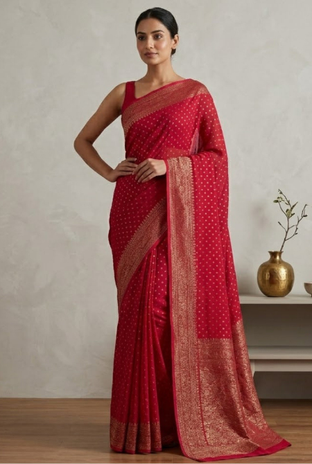 Raani crepe chiffon banarasi saree