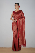 Red banarasi organza saree