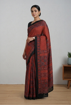Maroon modal ajrak print saree