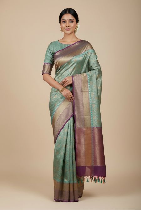 Rama maroon banarasi brocade saree