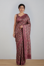Peach jaipur ajrak modal saree