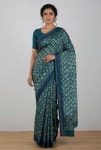 Blue jaipur ajrak modal saree