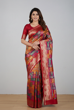 Multi colour soft silk banarasi saree